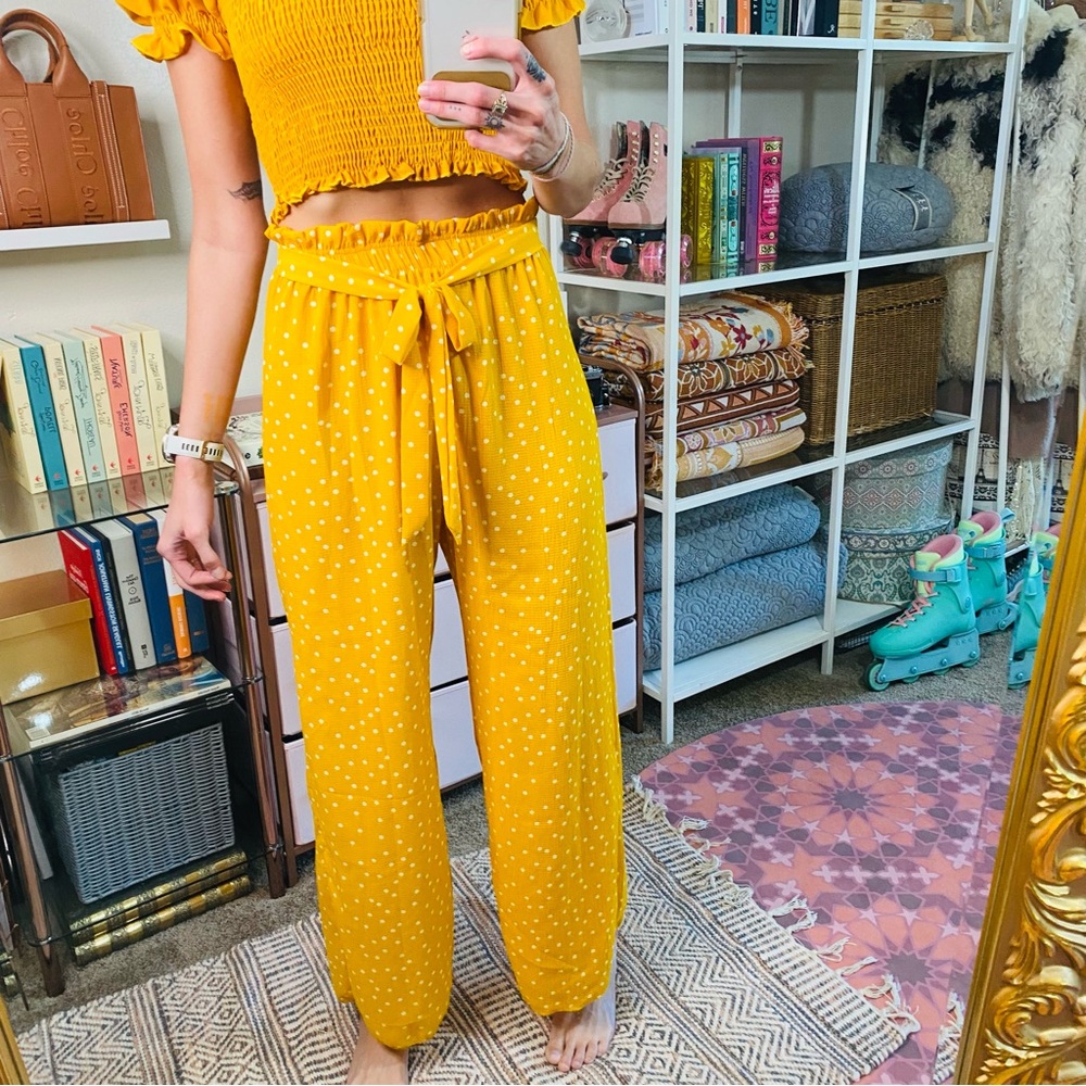 See You Monday Yellow Polka Dot Joggers